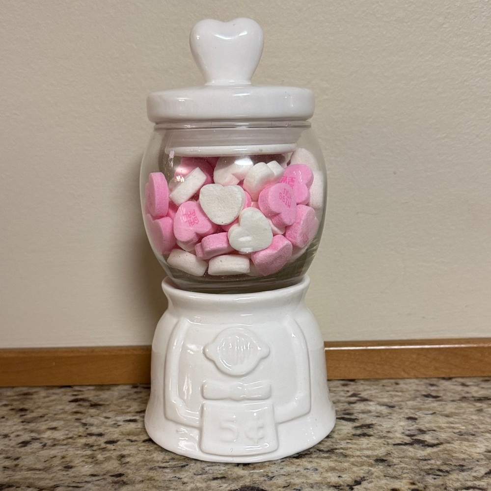 Hobby Lobby White Heart Gumball Candy Jar